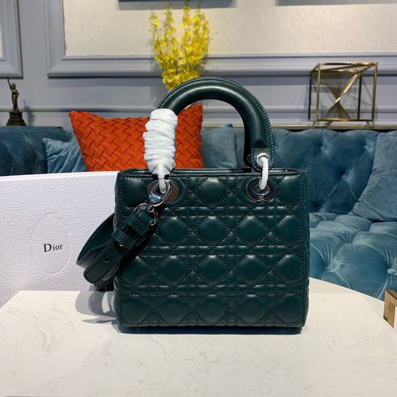 GLAMI Small Lady Bag Silver Hardware Forest Green For Women 8in/20cm CD