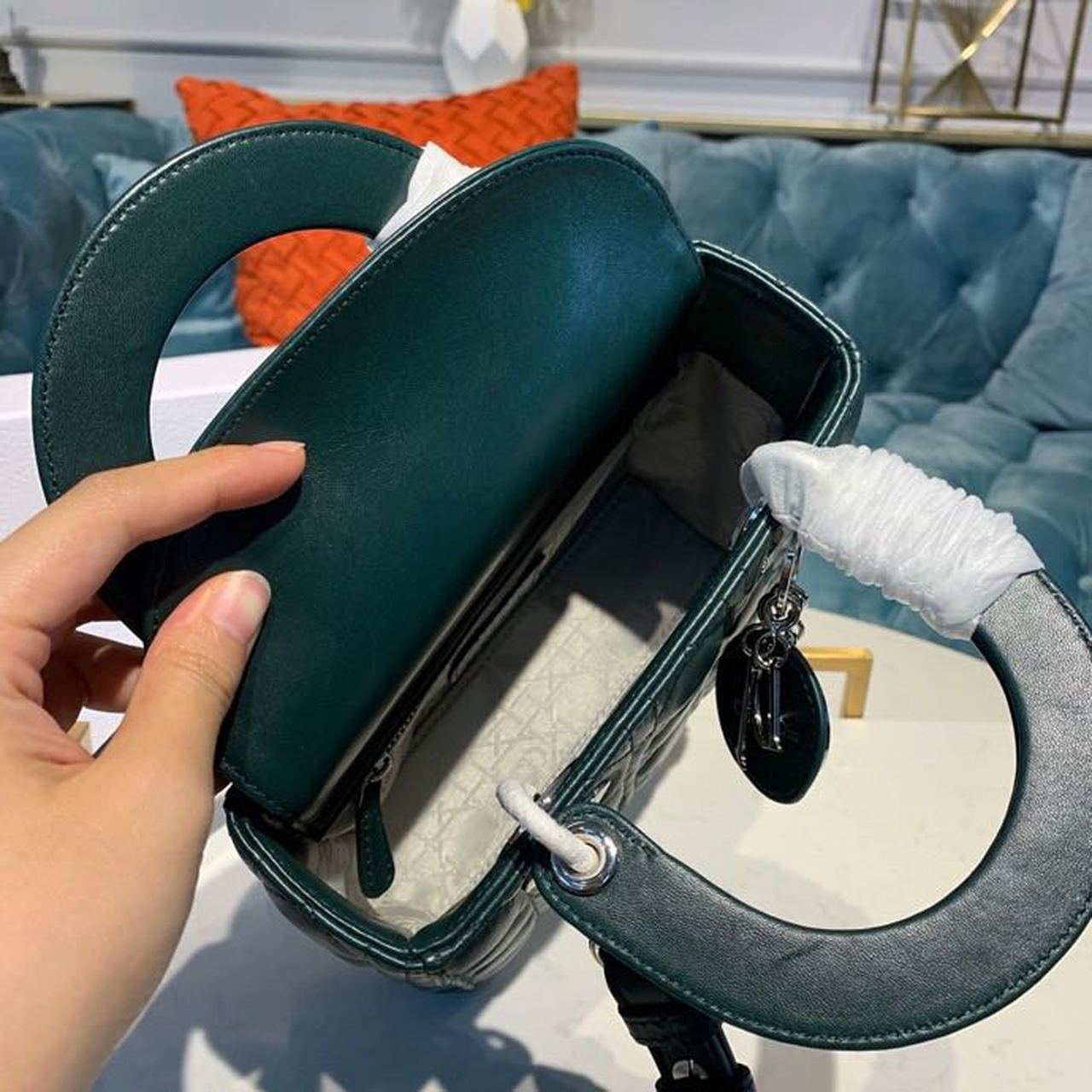 GLAMI Small Lady Bag Silver Hardware Forest Green For Women 8in/20cm CD