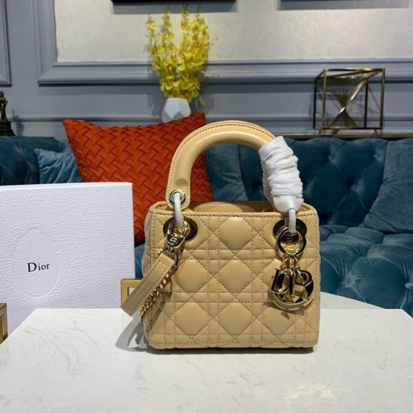 GLAMI Mini Lady Bag with Chain Gold Toned Hardware Pale Yellow For Women 6.5in/17cm CD