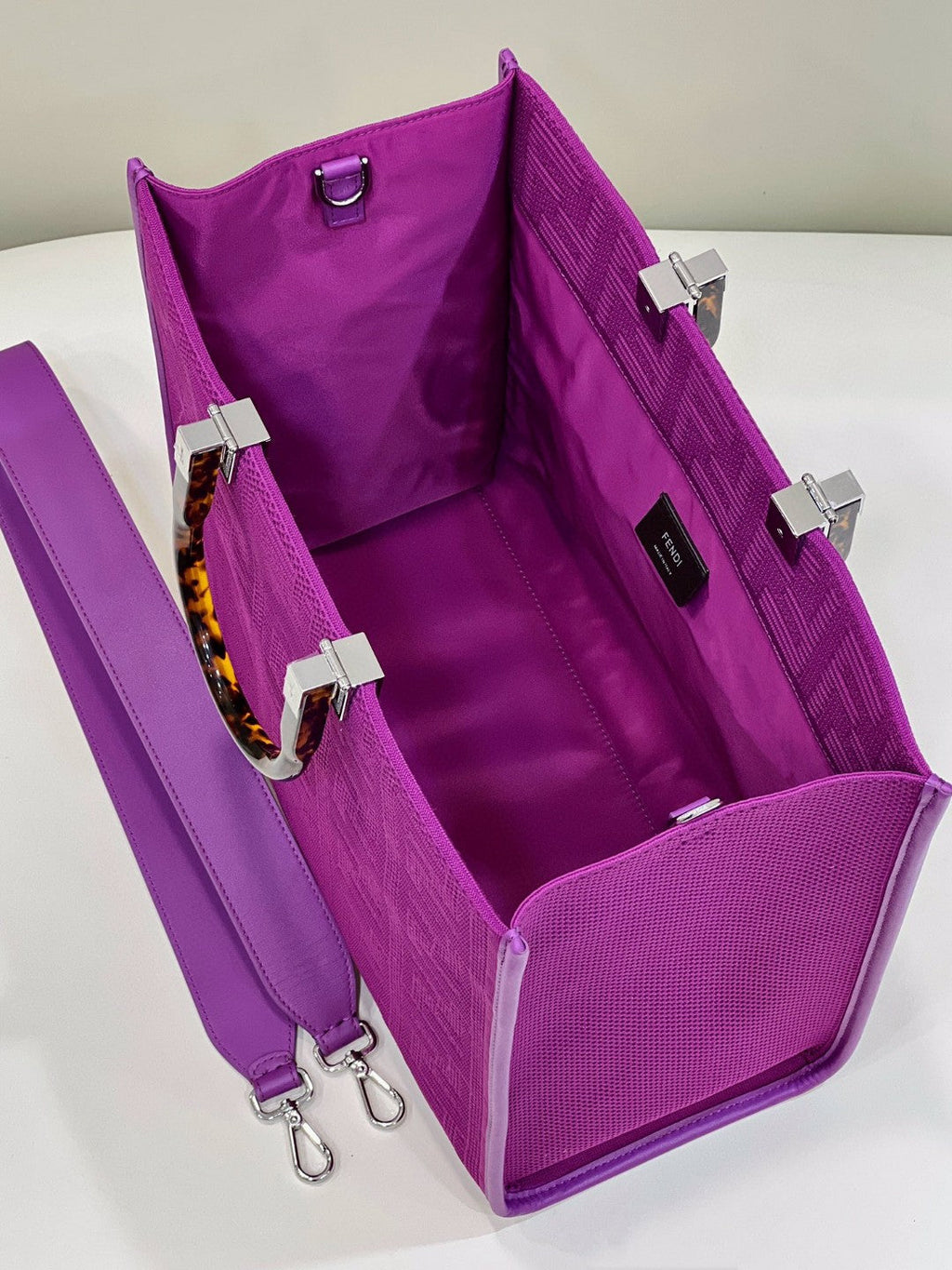 FI Sunshine MeGLAMIum Purple FF fabric shopper Bag For Woman 31cm/12in 8BH386AHWCF037T
