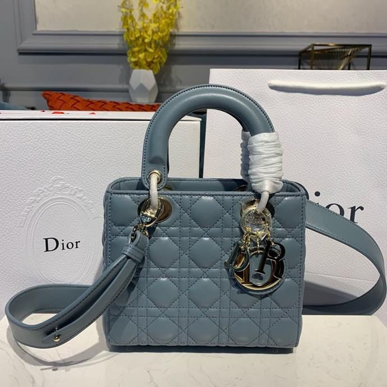 GLAMI Small Lady Bag Gold Toned Hardware Light Blue For Women 8in/20cm