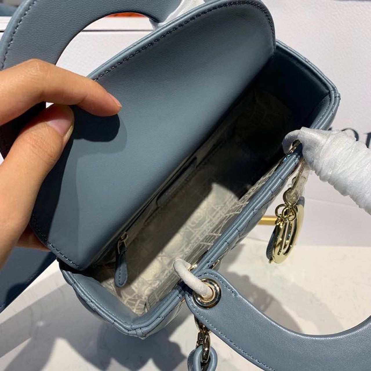 GLAMI Small Lady Bag Gold Toned Hardware Light Blue For Women 8in/20cm