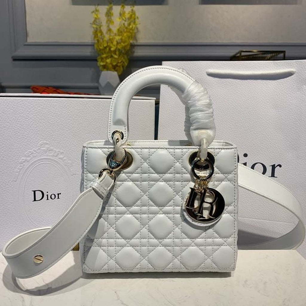 GLAMI Small Lady Bag Gold Toned Hardware White For Women 8in/20cm CD