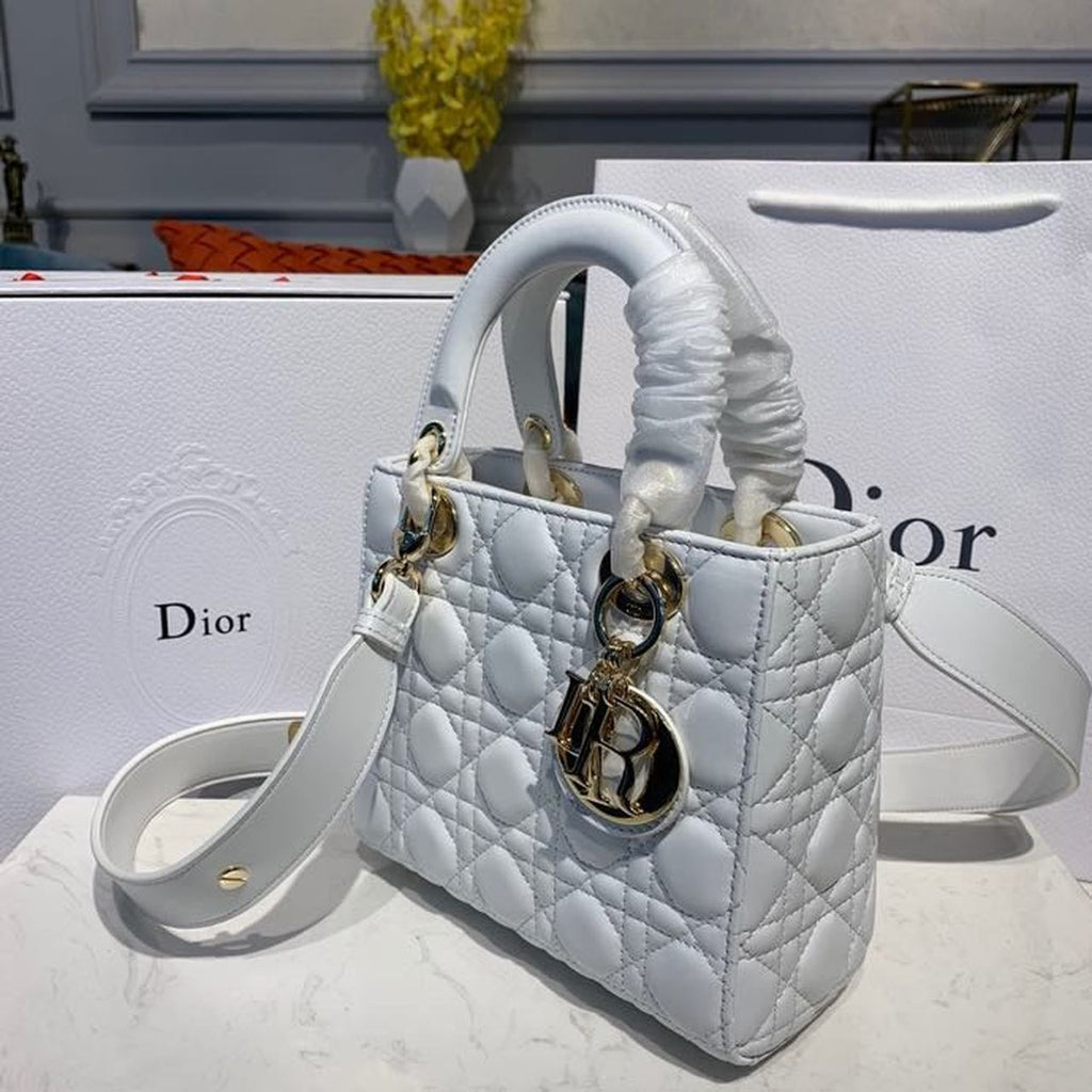 GLAMI Small Lady Bag Gold Toned Hardware White For Women 8in/20cm CD