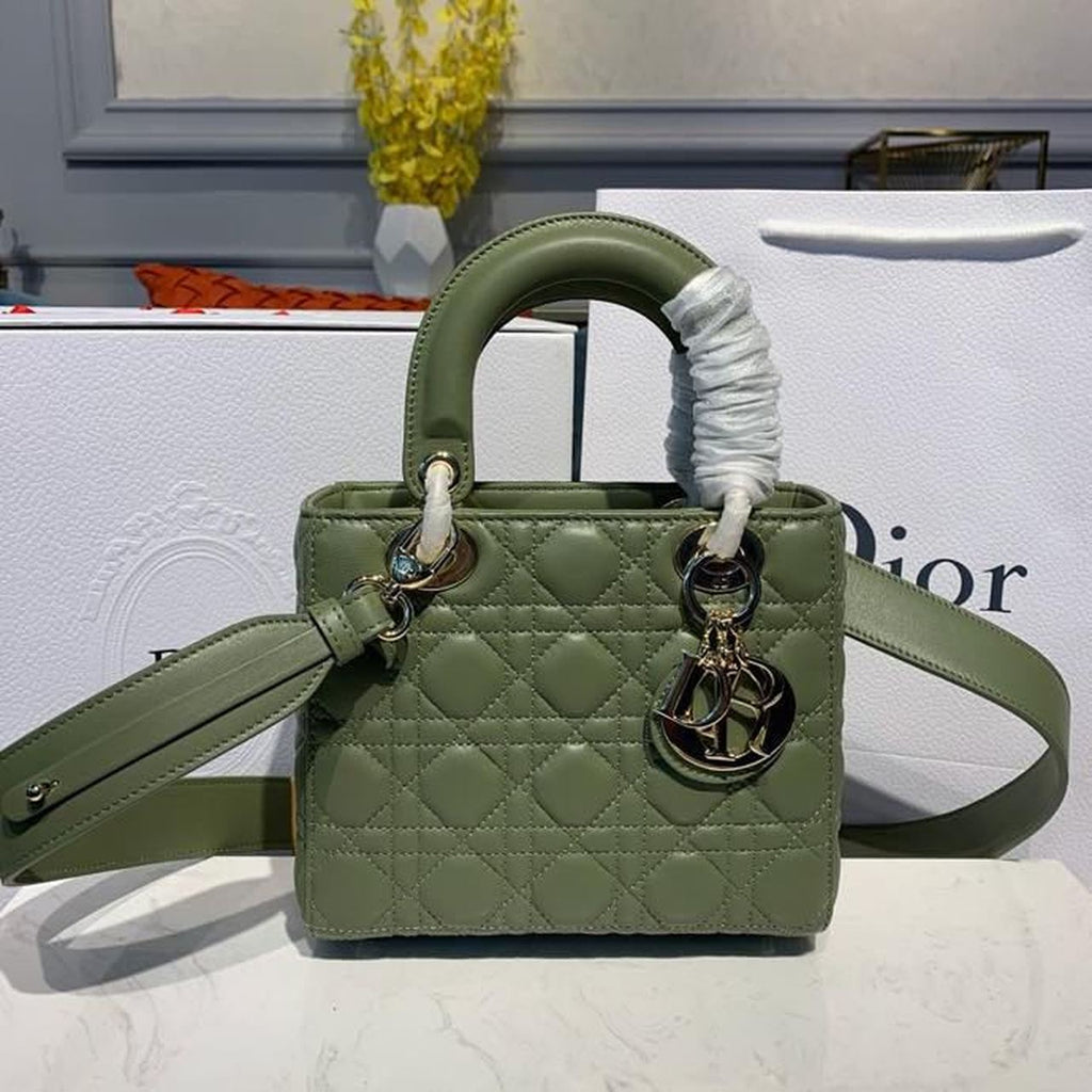 GLAMI Small Lady Bag Gold Toned Hardware Olive Green For Women 8in/20cm CD