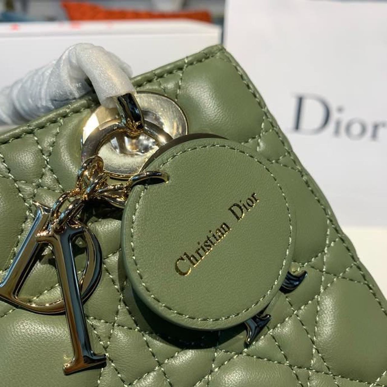GLAMI Small Lady Bag Gold Toned Hardware Olive Green For Women 8in/20cm CD