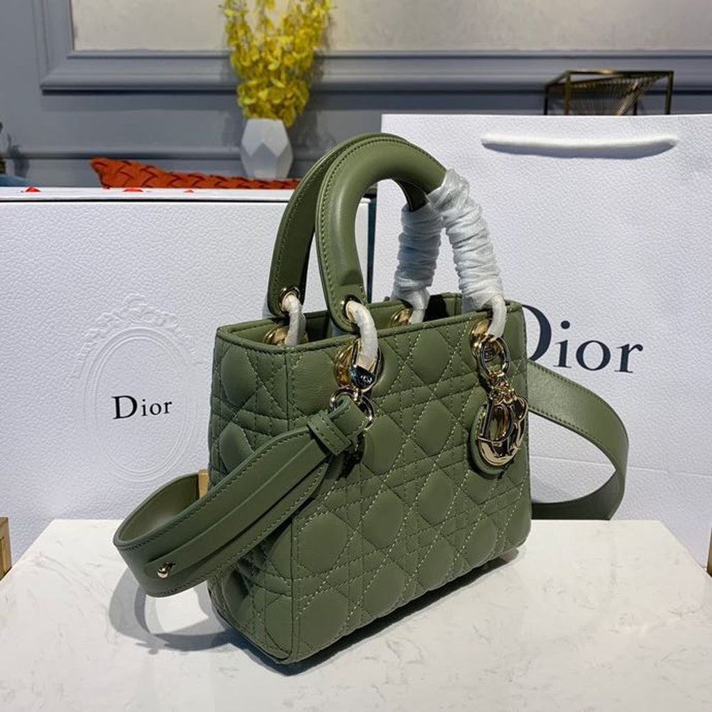 GLAMI Small Lady Bag Gold Toned Hardware Olive Green For Women 8in/20cm CD