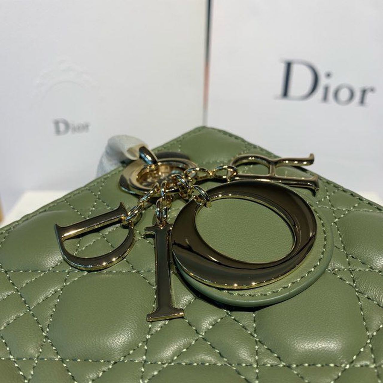 GLAMI Small Lady Bag Gold Toned Hardware Olive Green For Women 8in/20cm CD