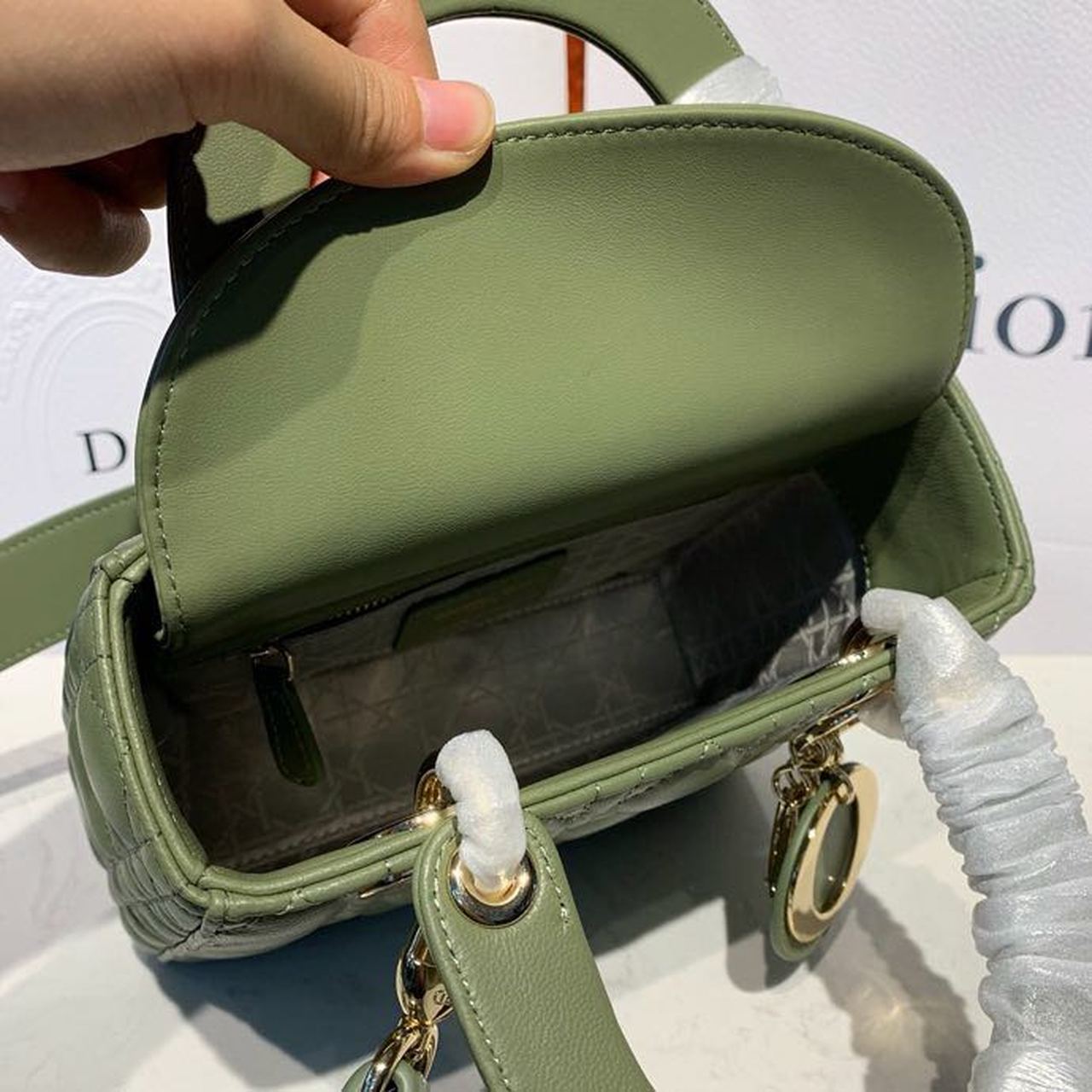 GLAMI Small Lady Bag Gold Toned Hardware Olive Green For Women 8in/20cm CD