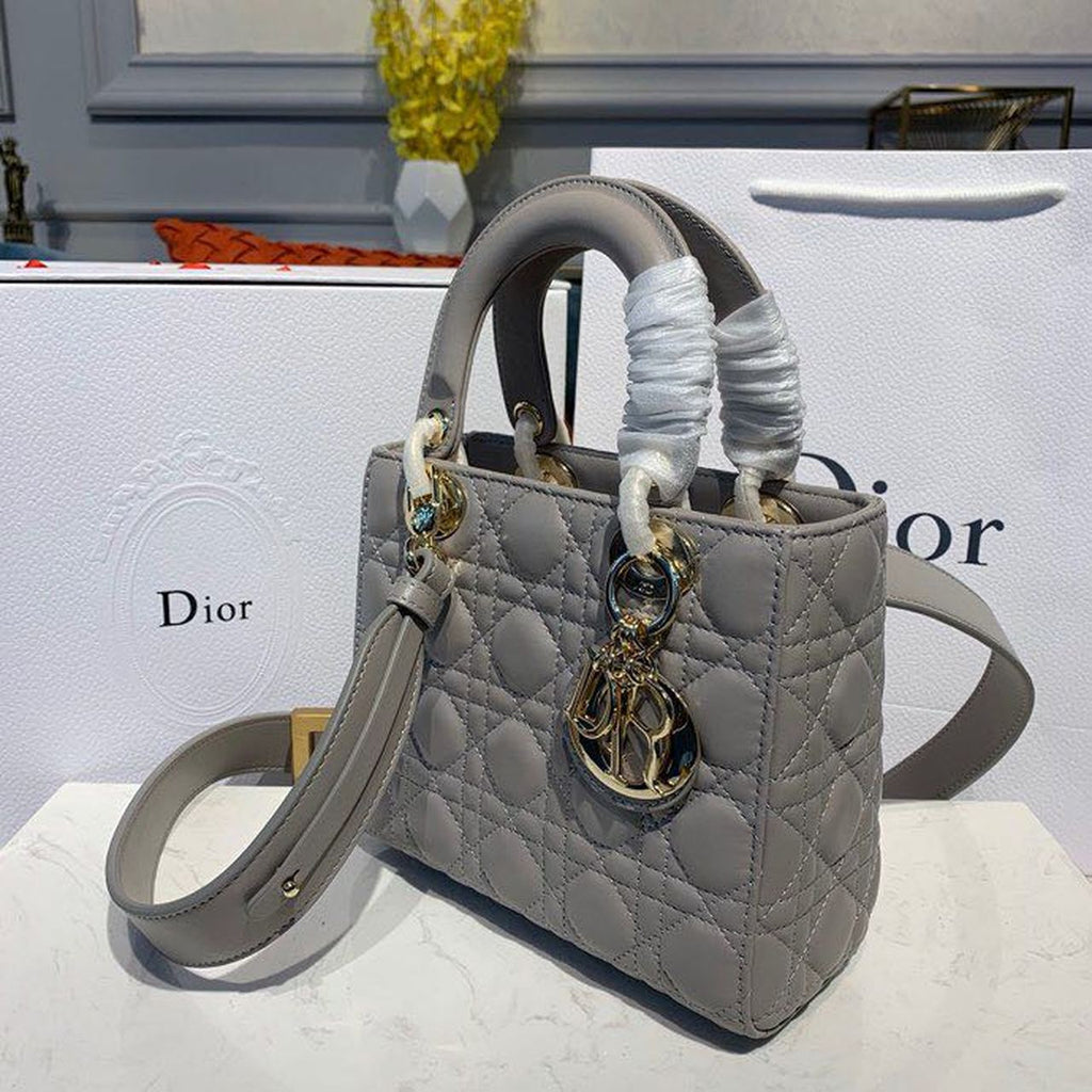 GLAMI Small Lady Bag Gold Toned Hardware Light Gray For Women 8in/20cm CD