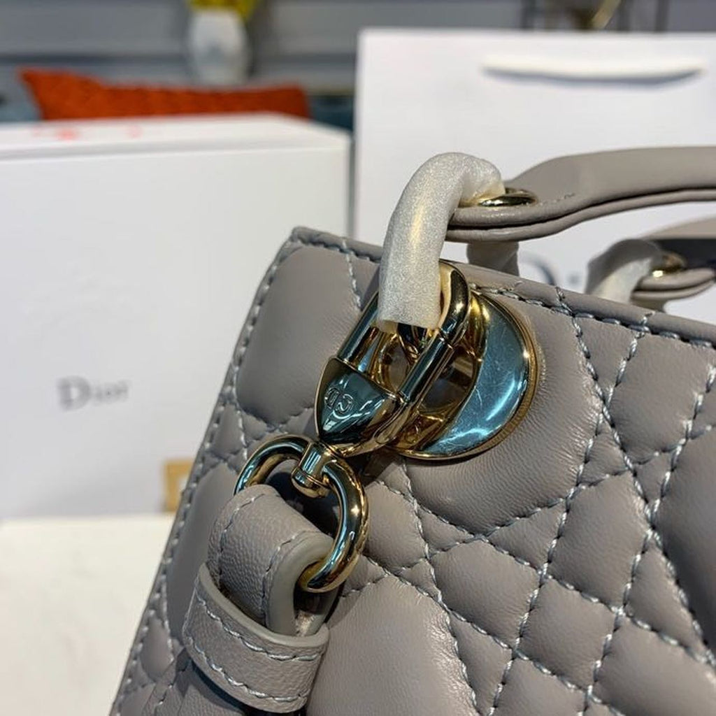 GLAMI Small Lady Bag Gold Toned Hardware Light Gray For Women 8in/20cm CD