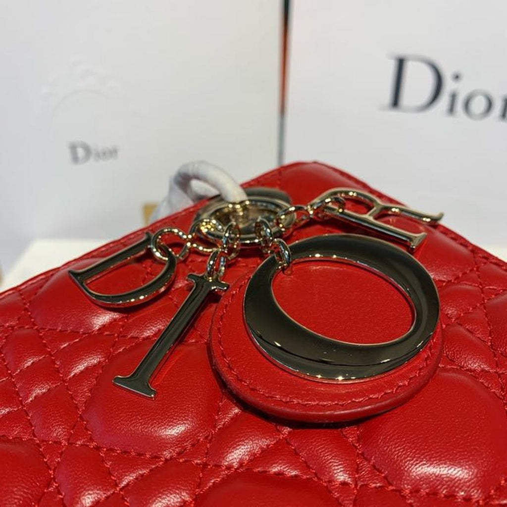 GLAMI Small Lady Bag Red Patent Gold Toned Hardware For Women 8in/20cm CD