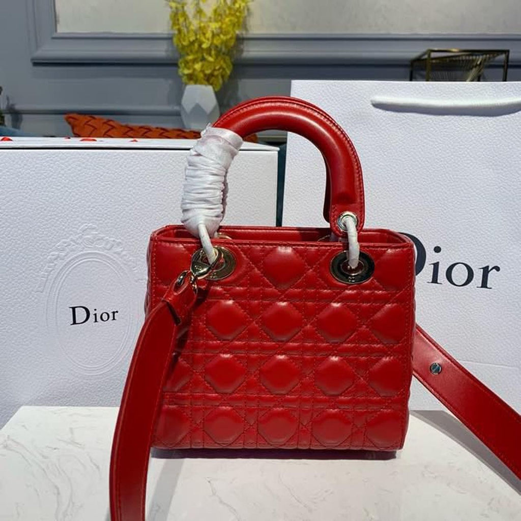 GLAMI Small Lady Bag Red Patent Gold Toned Hardware For Women 8in/20cm CD