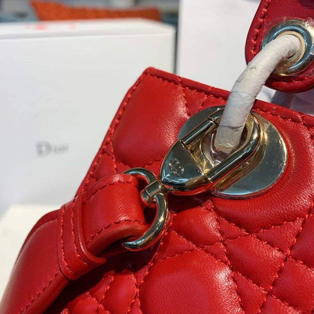 GLAMI Small Lady Bag Red Patent Gold Toned Hardware For Women 8in/20cm CD