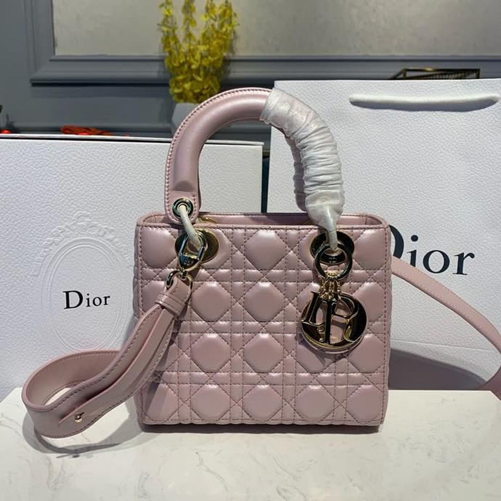 GLAMI Small Lady Bag Gold Toned Hardware Powder Pink Cannage Pink For Women 8in/20cm CD