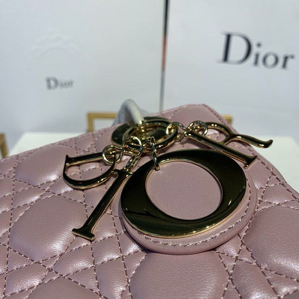 GLAMI Small Lady Bag Gold Toned Hardware Powder Pink Cannage Pink For Women 8in/20cm CD