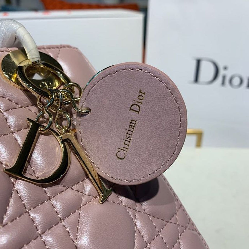 GLAMI Small Lady Bag Gold Toned Hardware Powder Pink Cannage Pink For Women 8in/20cm CD