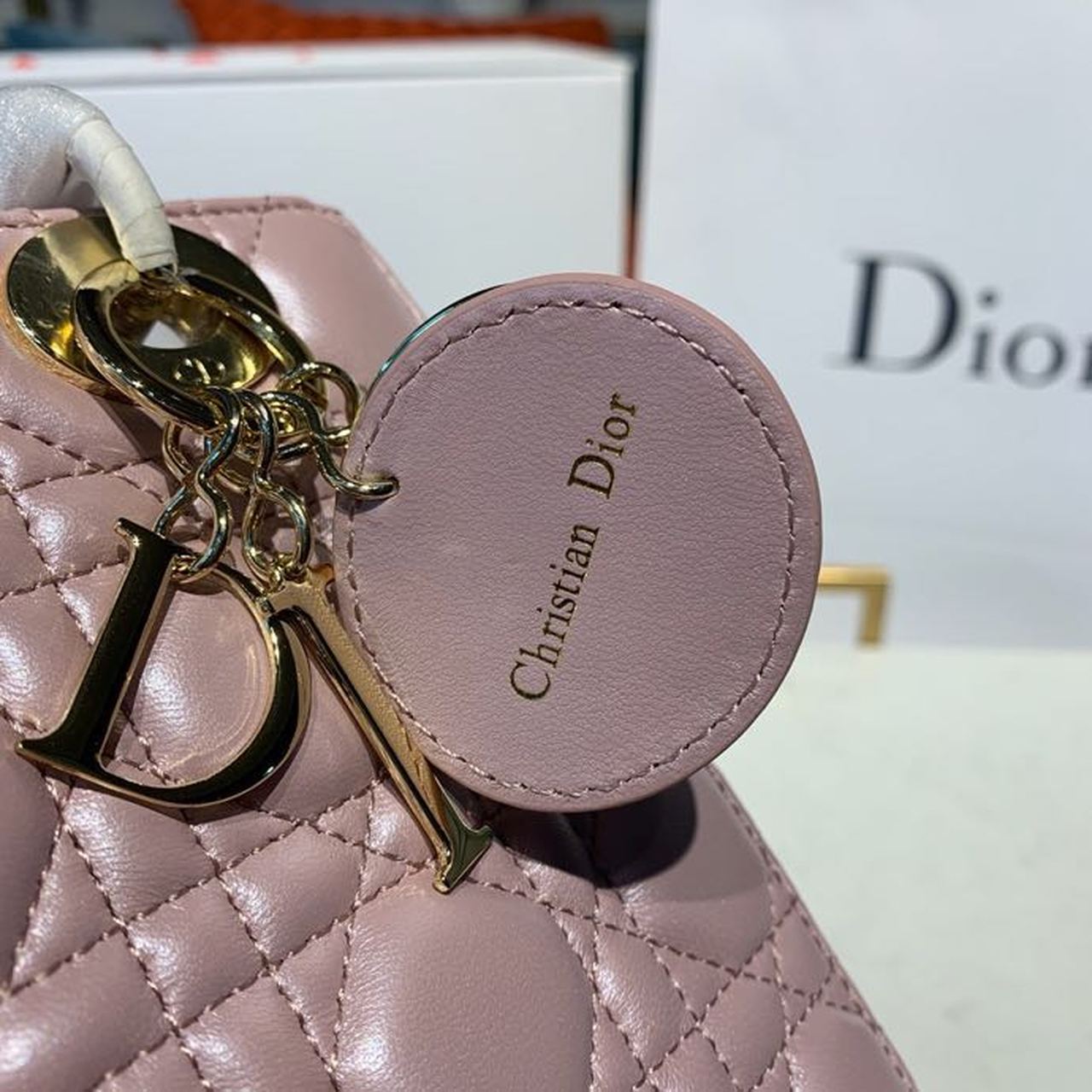 GLAMI Small Lady Bag Gold Toned Hardware Powder Pink Cannage Pink For Women 8in/20cm CD