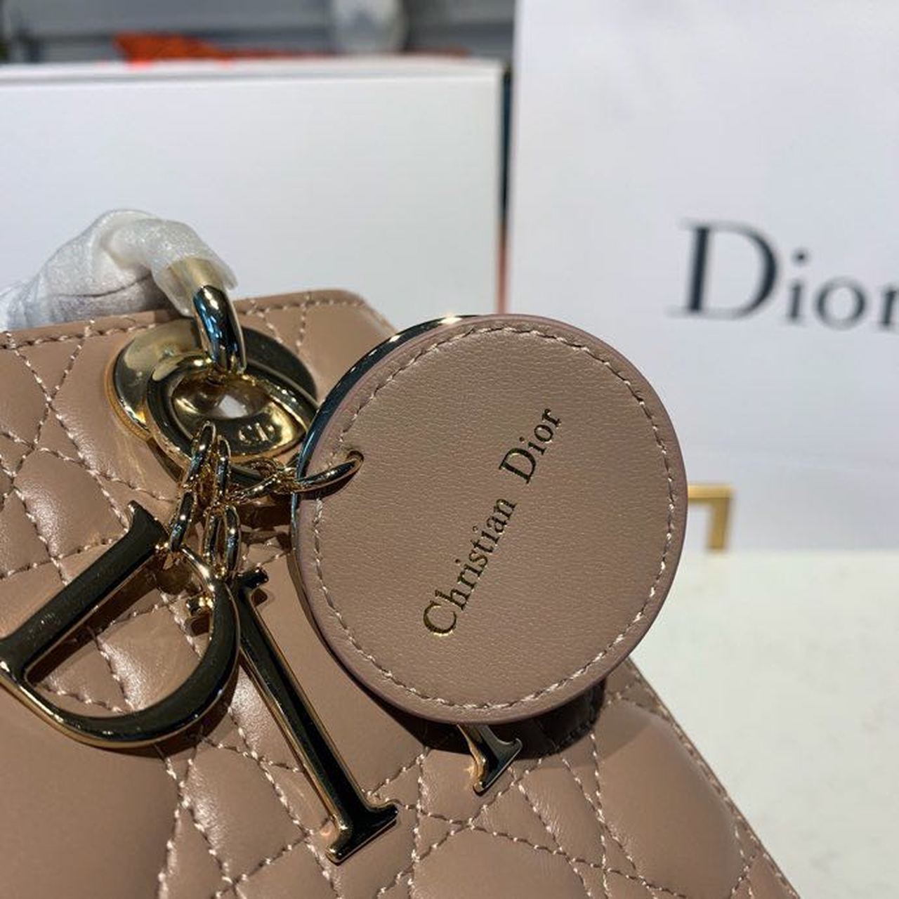 GLAMI Small Lady Bag Gold Toned Hardware Beige For Women 8in/20cm CD