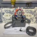 GLAMI Small Lady Bag Silver Hardware with Embellished Bag Strap Pearl Grey For Women 8in/20cm CD