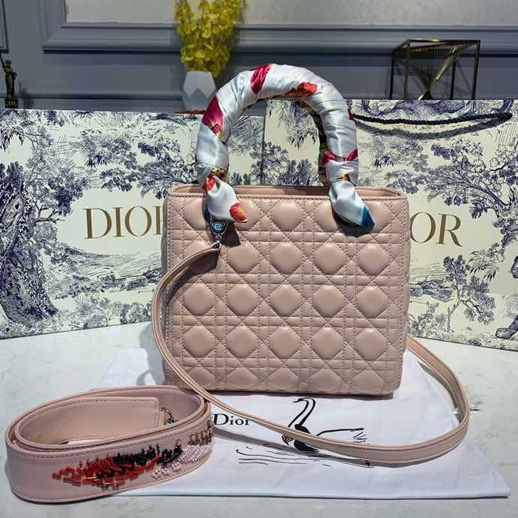 GLAMI MeGLAMIum Lady Bag Silver Hardware with Embellished Bag Strap Pink For Women 9.5in/24cm CD
