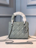 GLAMI Mini Lady Bag with Chain Matte Hardware Spring/Summer Collection, Pewter Blue, For Women WomenÃ¢â‚¬â„¢s Handbags, 18cm CD