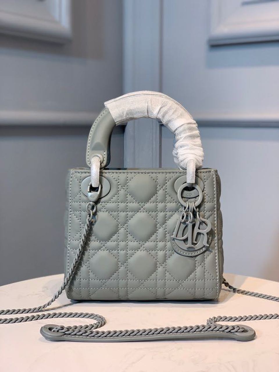 GLAMI Mini Lady Bag with Chain Matte Hardware Spring/Summer Collection, Pewter Blue, For Women WomenÃ¢â‚¬â„¢s Handbags, 18cm CD