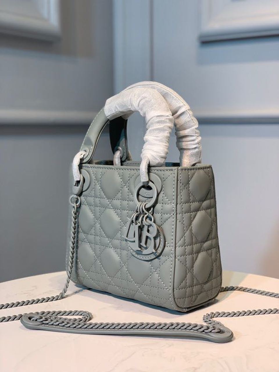 GLAMI Mini Lady Bag with Chain Matte Hardware Spring/Summer Collection, Pewter Blue, For Women WomenÃ¢â‚¬â„¢s Handbags, 18cm CD