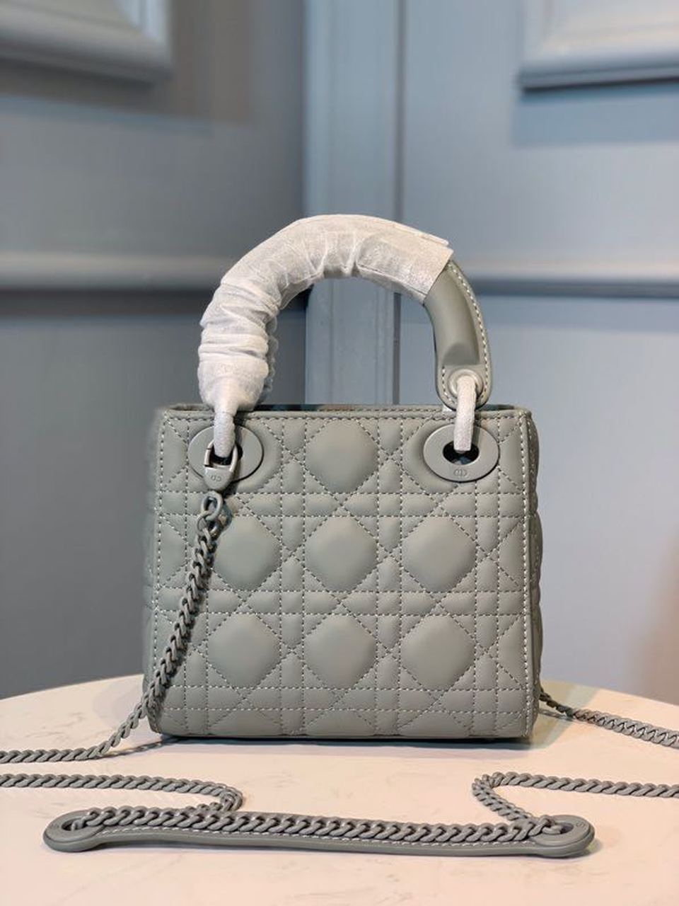 GLAMI Mini Lady Bag with Chain Matte Hardware Spring/Summer Collection, Pewter Blue, For Women WomenÃ¢â‚¬â„¢s Handbags, 18cm CD