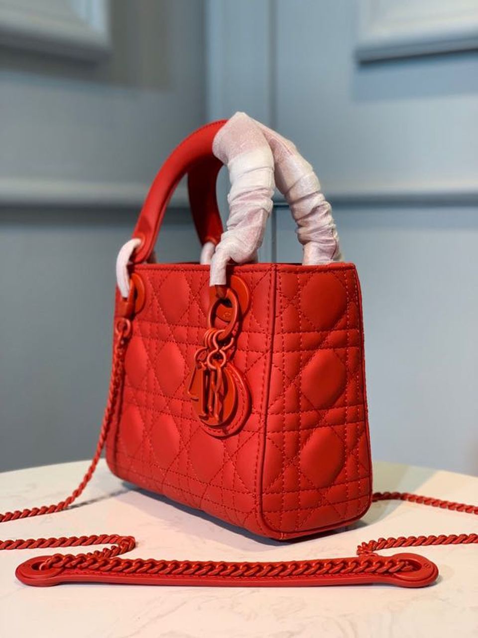 GLAMI Mini Lady Bag with Chain Matte Hardware Spring/Summer Collection, Red , For Women WomenÃ¢â‚¬â„¢s Handbags, 18cm CD