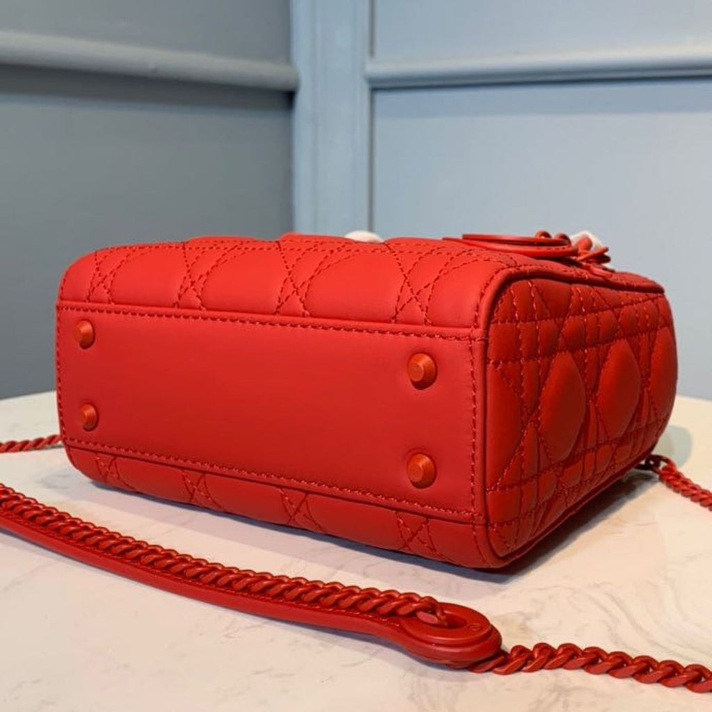 GLAMI Mini Lady Bag with Chain Matte Hardware Spring/Summer Collection, Red , For Women WomenÃ¢â‚¬â„¢s Handbags, 18cm CD