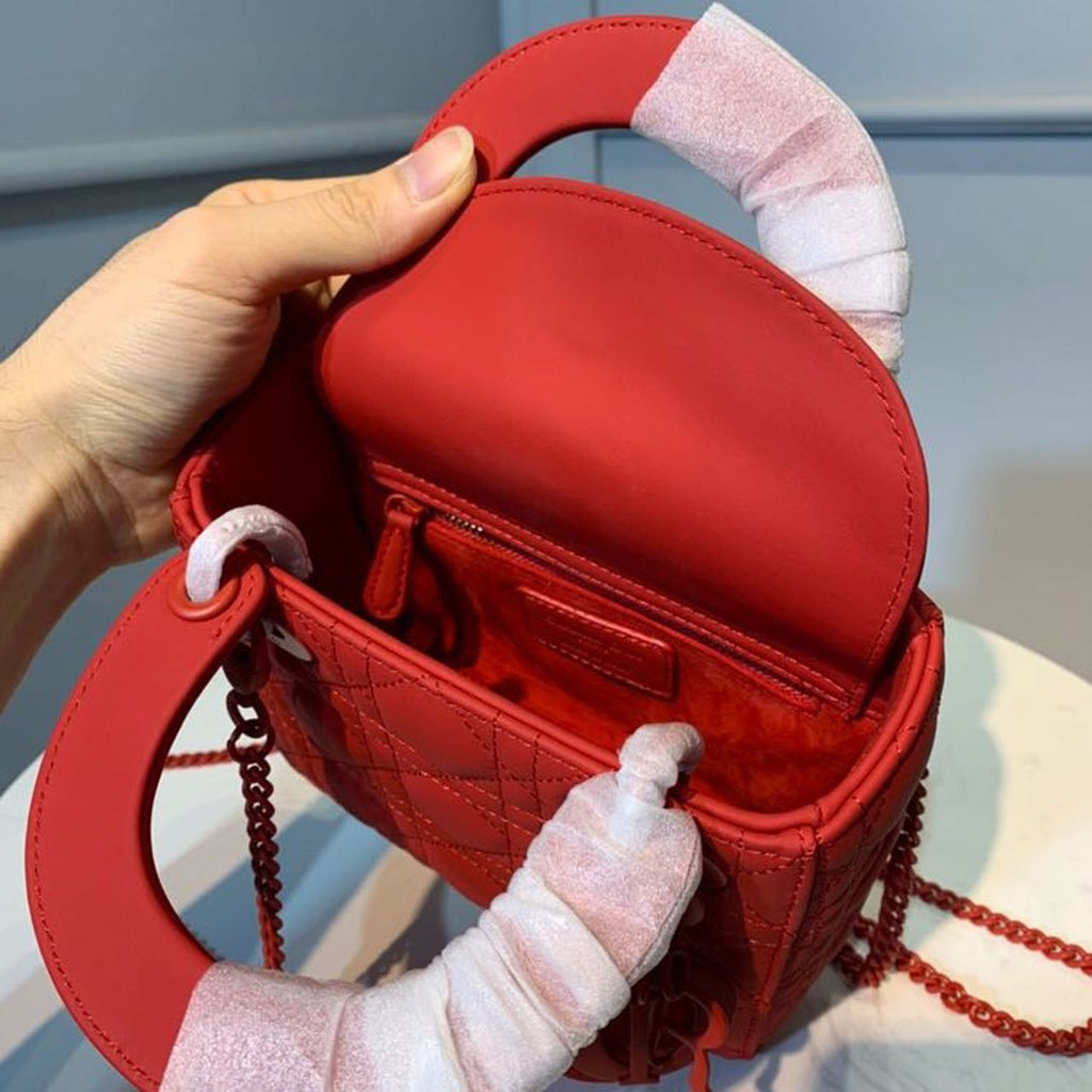 GLAMI Mini Lady Bag with Chain Matte Hardware Spring/Summer Collection, Red , For Women WomenÃ¢â‚¬â„¢s Handbags, 18cm CD