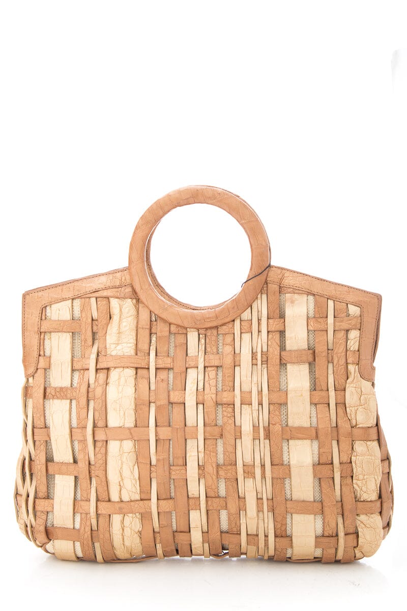 Nancy Gonzalez Brown & Gold Woven Handbag