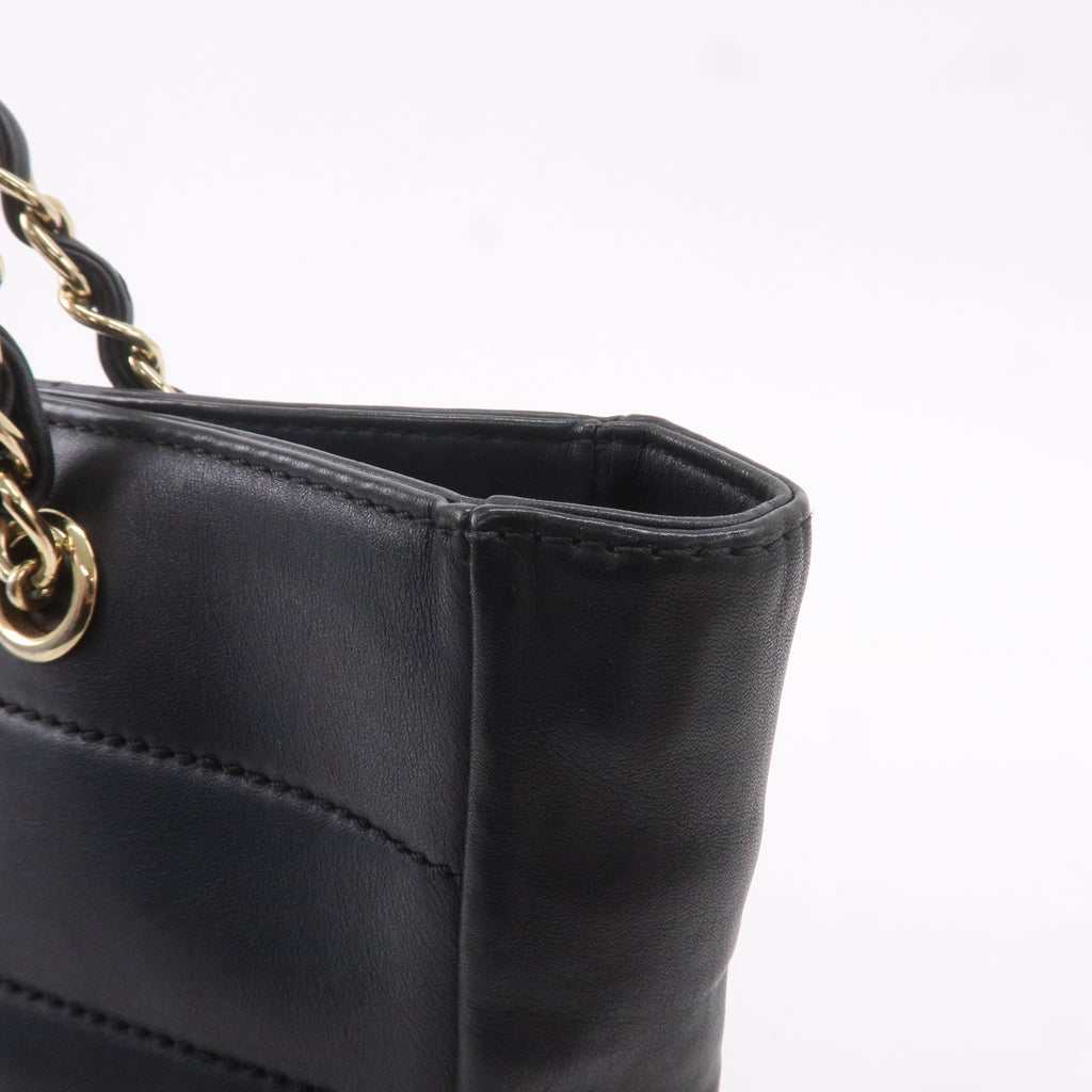 CHANEL Chocolate Bar Lamb Skin Chain Tote Bag Black A17859