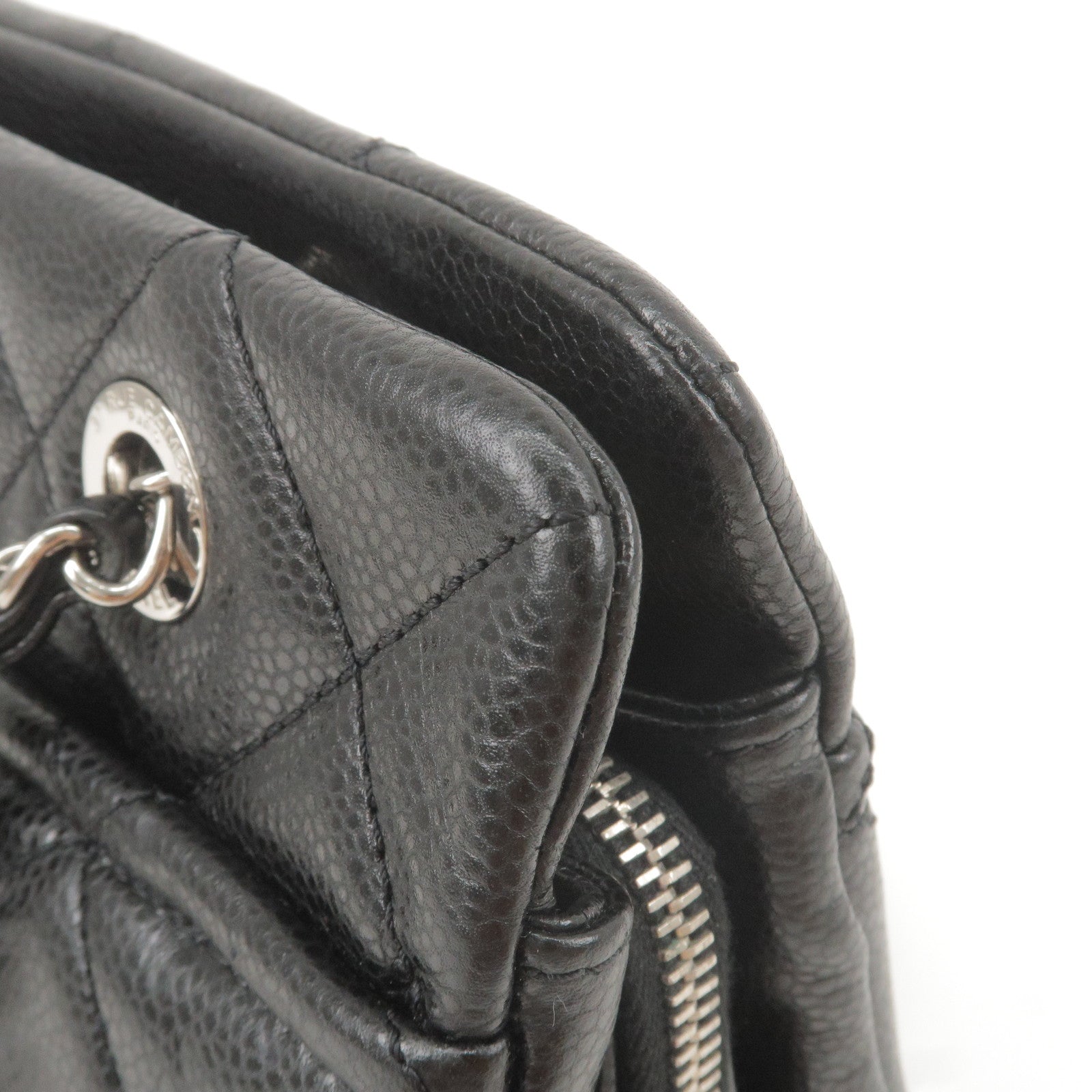 CHANEL Matelasse Caviar Skin Chain Tote Bag Black A67294