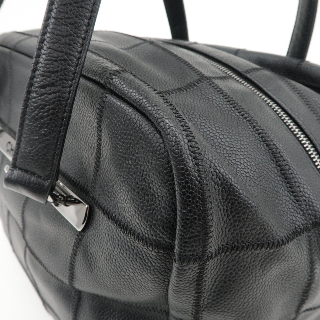 CHANEL Chocobar Caviar Skin Boston Bag Shoulder Bag Black
