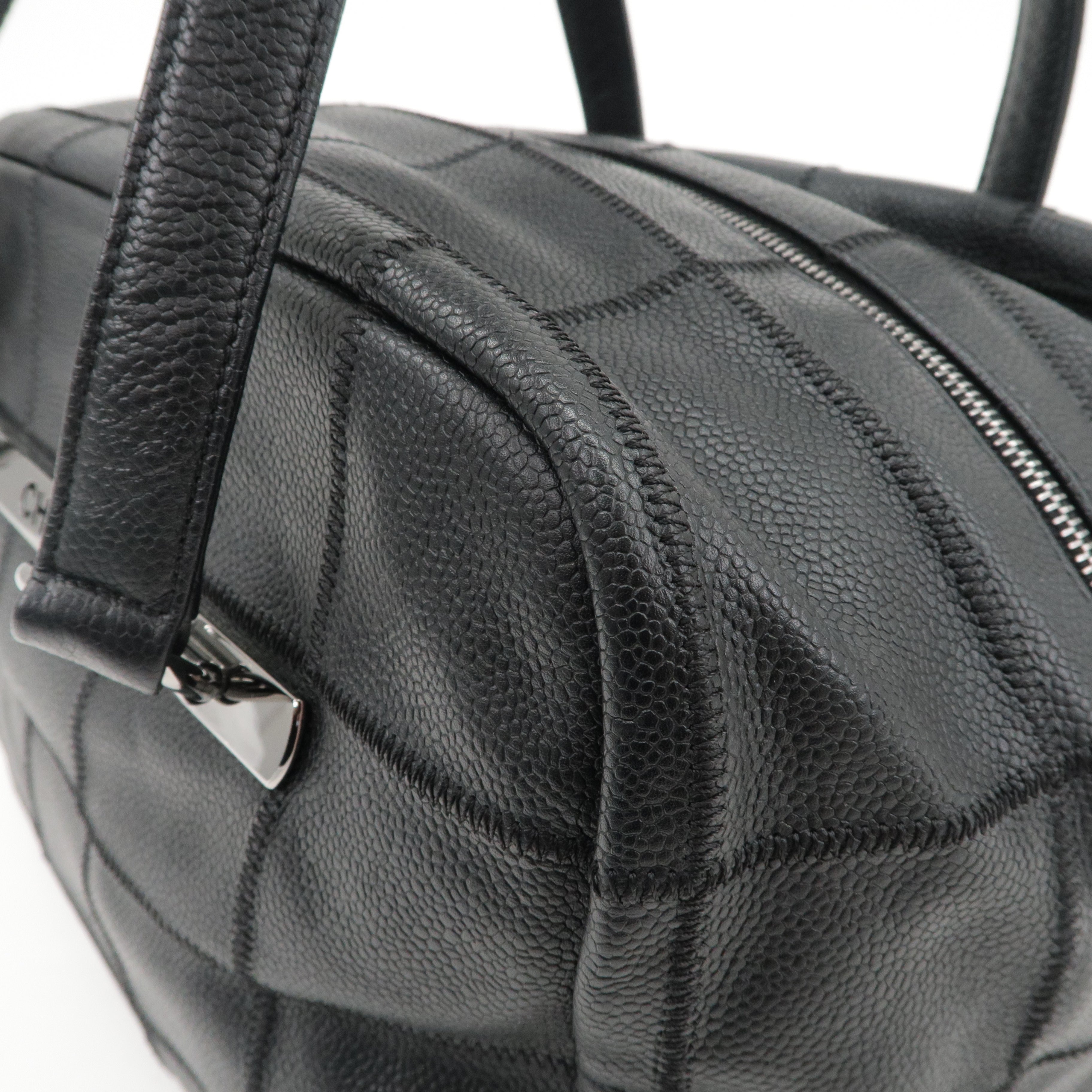CHANEL Chocobar Caviar Skin Boston Bag Shoulder Bag Black