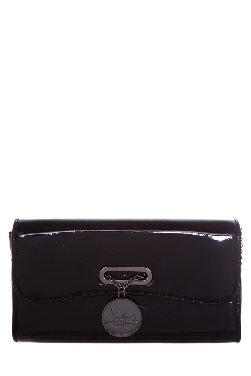 Christian Louboutin Black Patent Logo Medallion Clutch