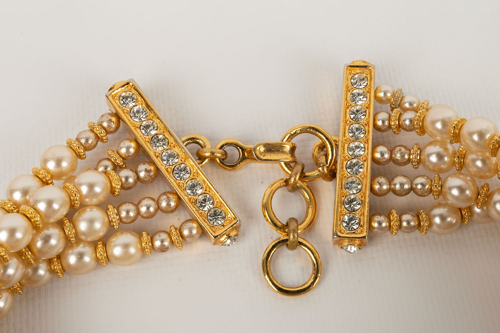 Collier court de perles nacrÃƒÆ’Ã‚Â©es et strass