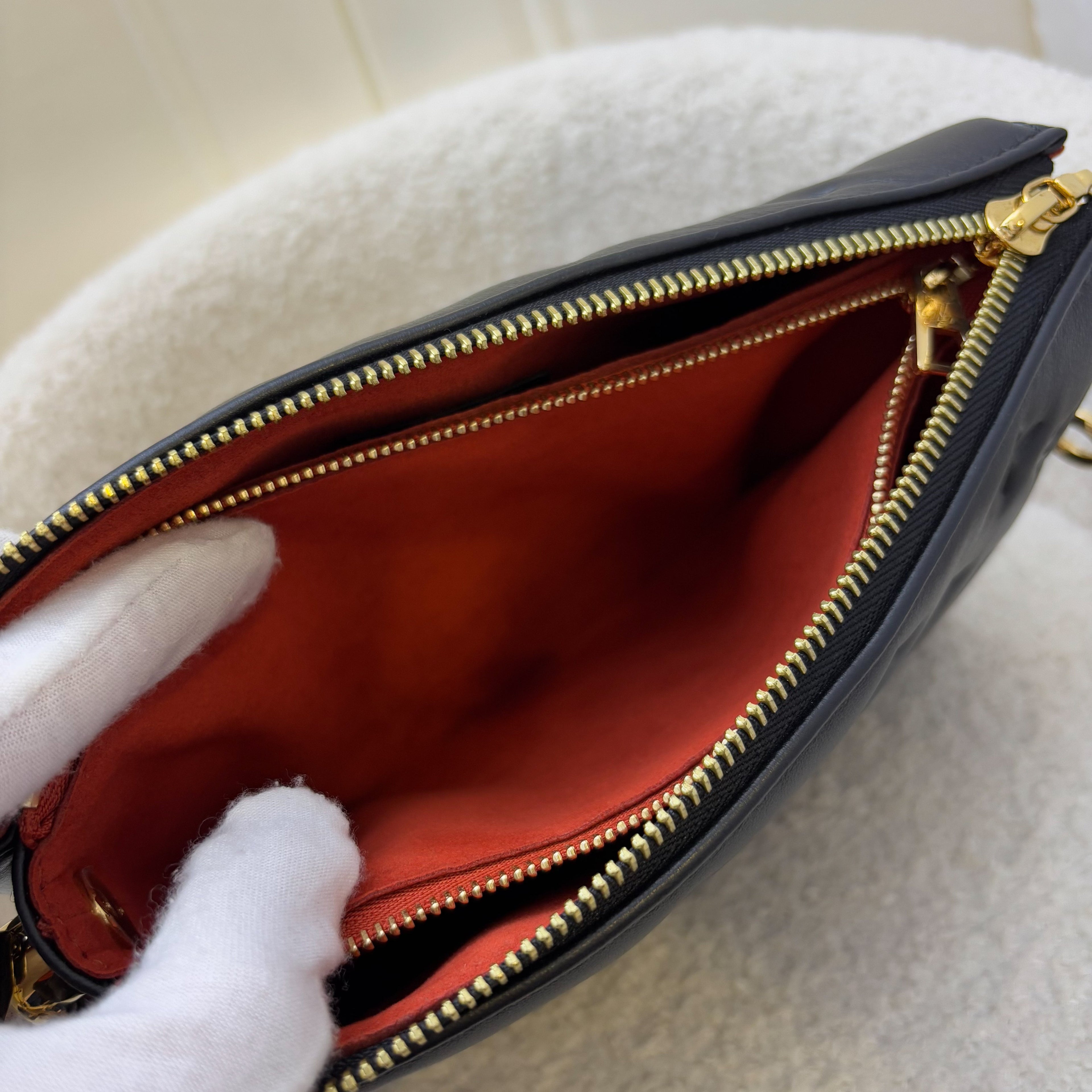 LV Coussin BB Handbag in Black Puffy Embossed Lambskin and GHW (Model: M20574)