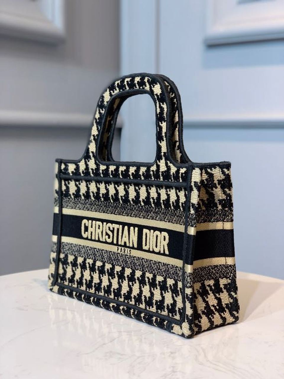 GLAMI Mini Book Tote Bag Herringbone Embroidered Canvas For Women 22cm/9in CD