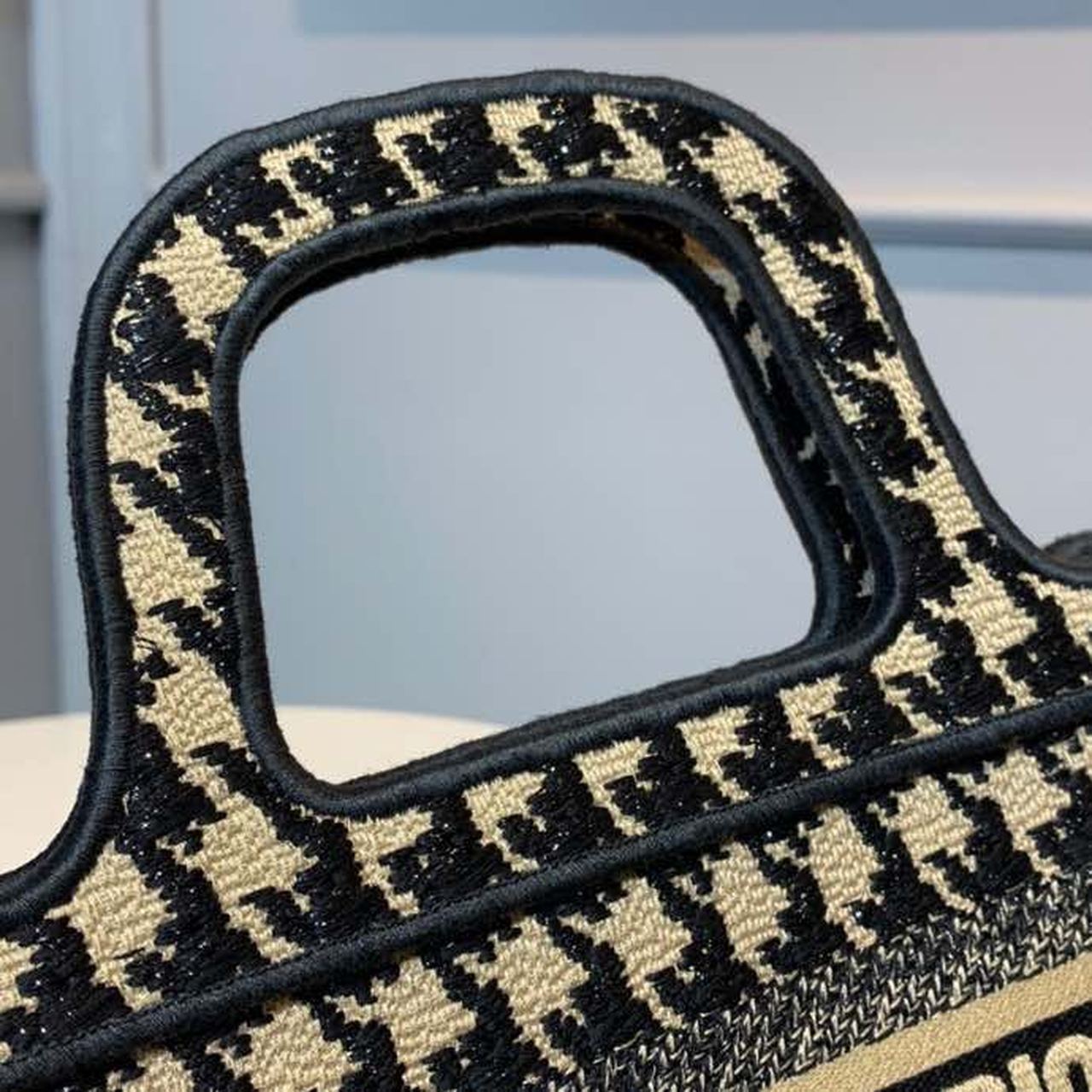 GLAMI Mini Book Tote Bag Herringbone Embroidered Canvas For Women 22cm/9in CD