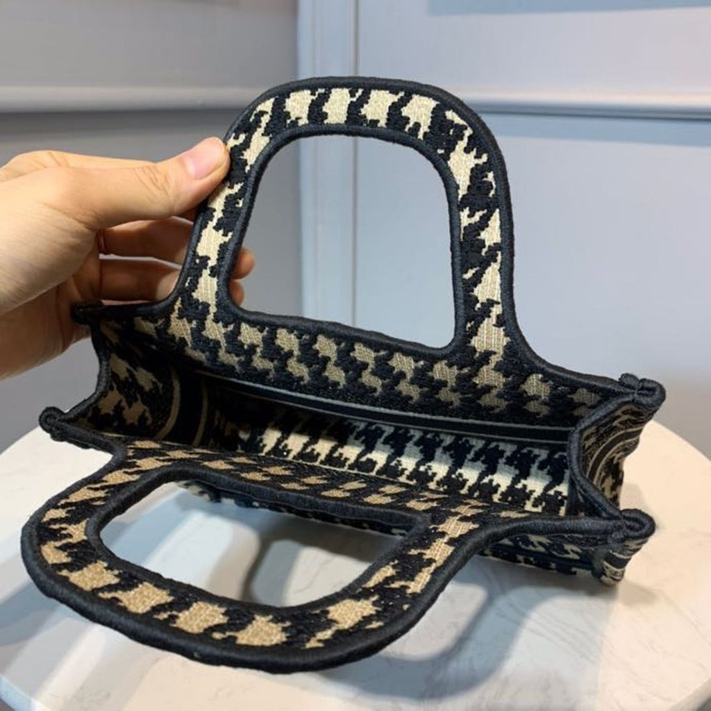 GLAMI Mini Book Tote Bag Herringbone Embroidered Canvas For Women 22cm/9in CD