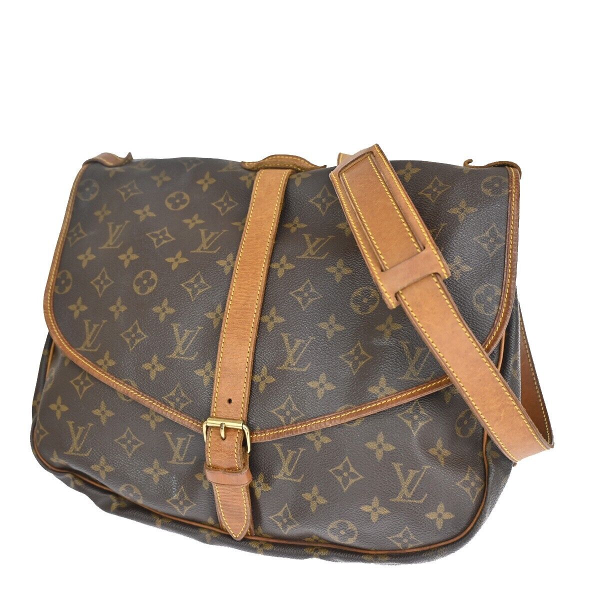Vintage Brown Canvas Flap Shoulder Bag