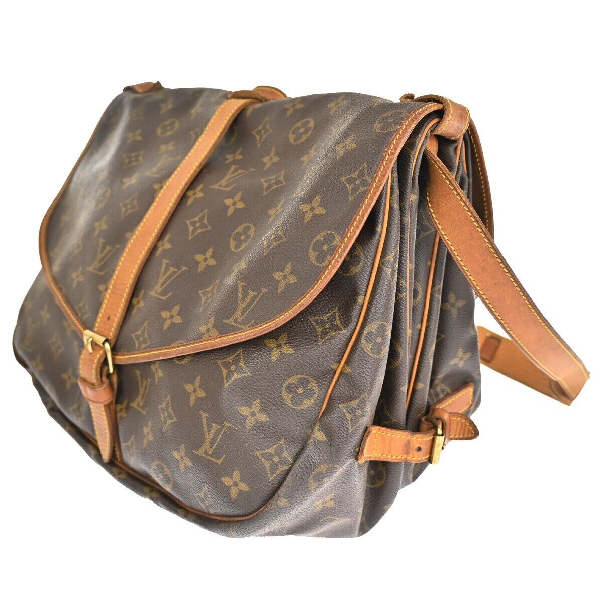 Vintage Brown Canvas Flap Shoulder Bag
