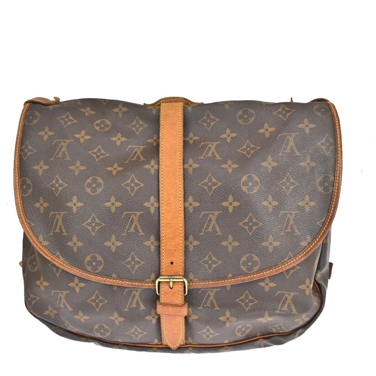 Vintage Brown Canvas Flap Shoulder Bag