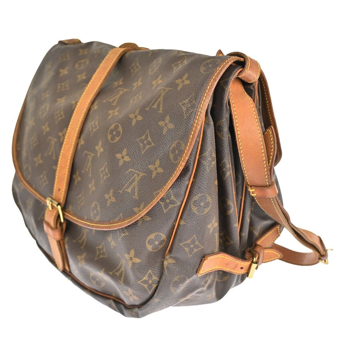 Vintage Brown Canvas Flap Shoulder Bag