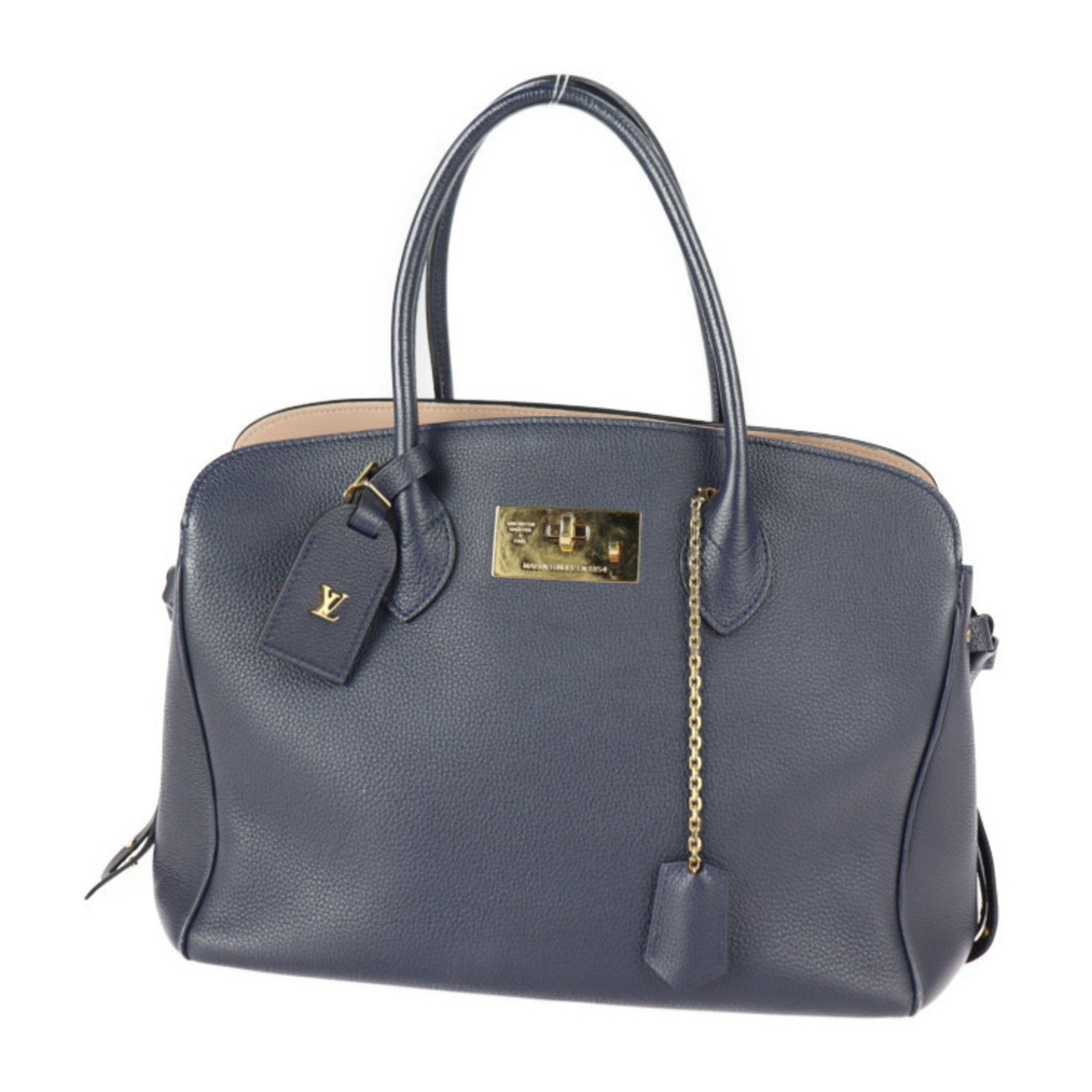 Mila MM Navy Leather Handbag - Louis Vuitton
