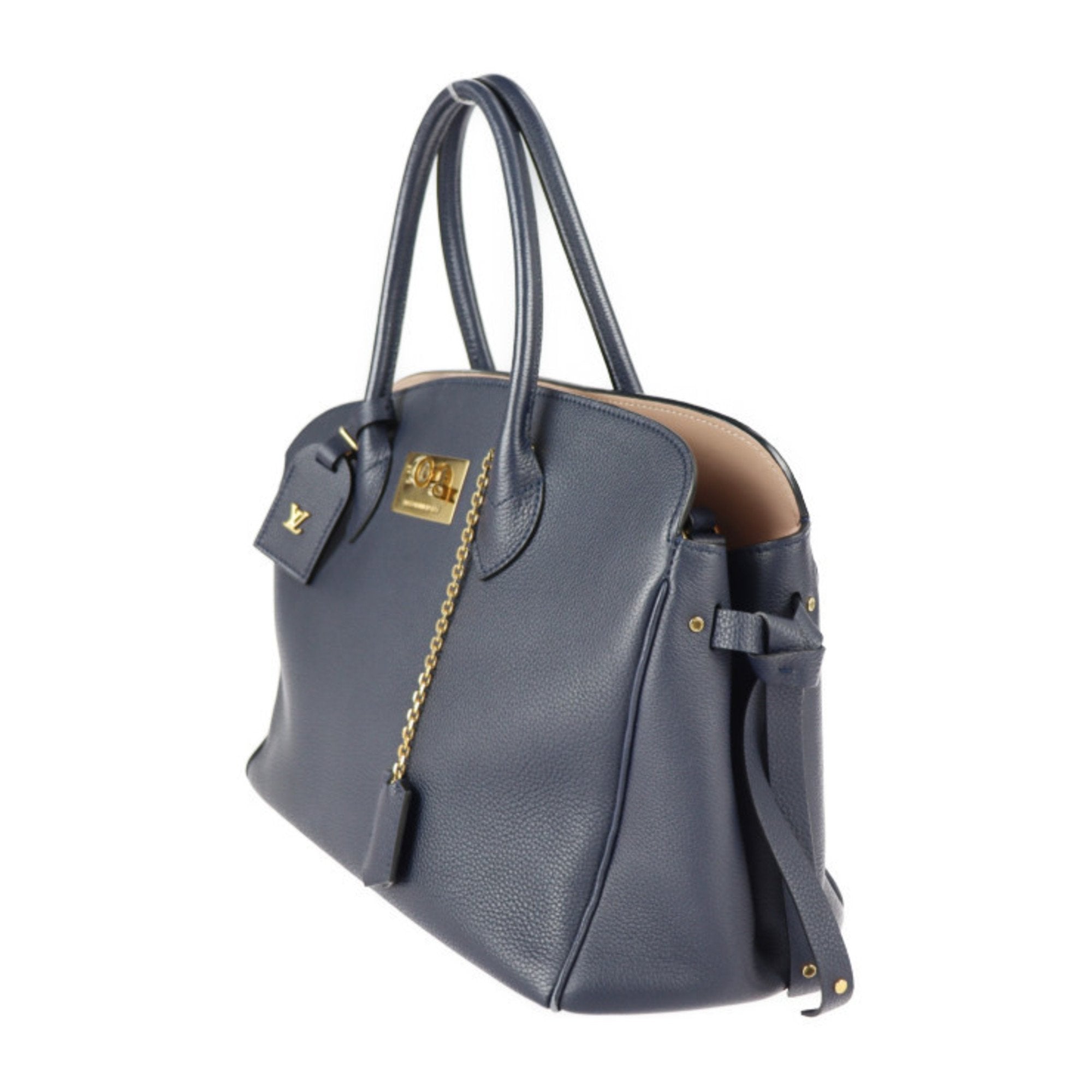 Mila MM Navy Leather Handbag - Louis Vuitton