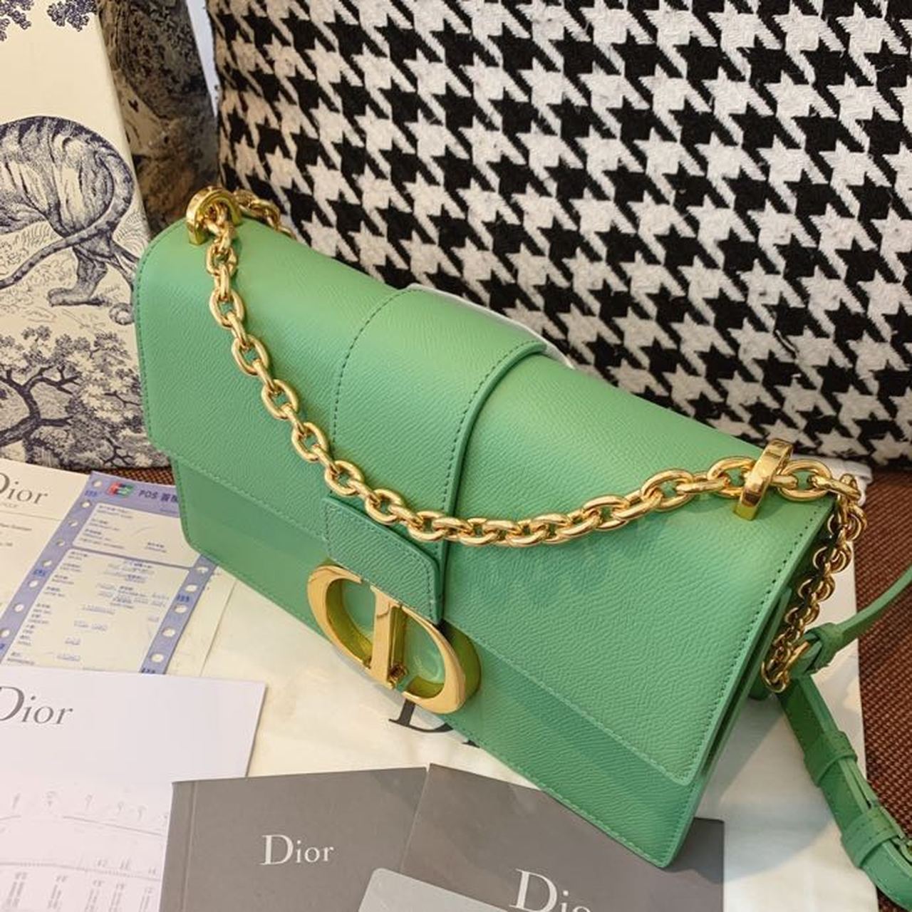 GLAMI 30 Montaigne Chained Bag Deep Mint Green Box For Women 24cm/9in CD